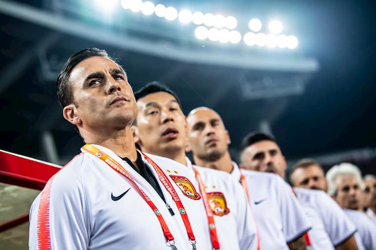 Fabio (in primo piano) e Paolo (sullo sfondo) Cannavaro al Guangzhou Evergrande
