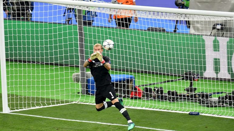 Loris Karius in occasione del secondo gol di Bale