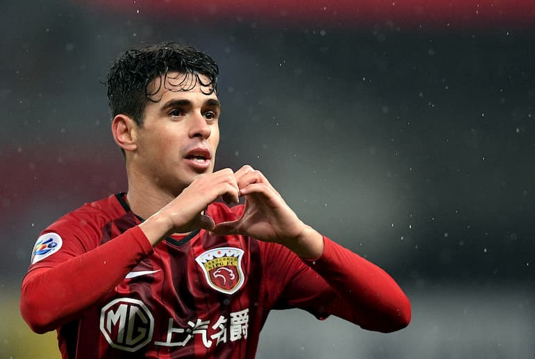 Un'esultanza di Oscar in maglia Shangai SIPG