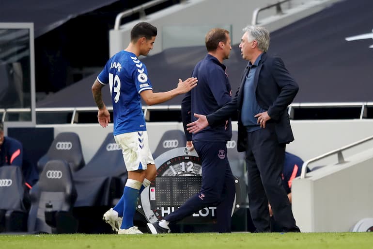 Binomio Ancelotti-James (Foto: Alex Pantling/Getty Images - OneFootball)