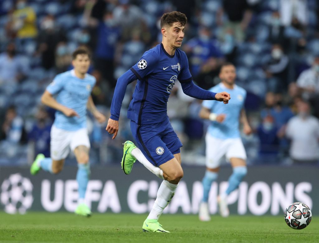 Havertz in fuga durante la finale tra Manchester City e Chelsea