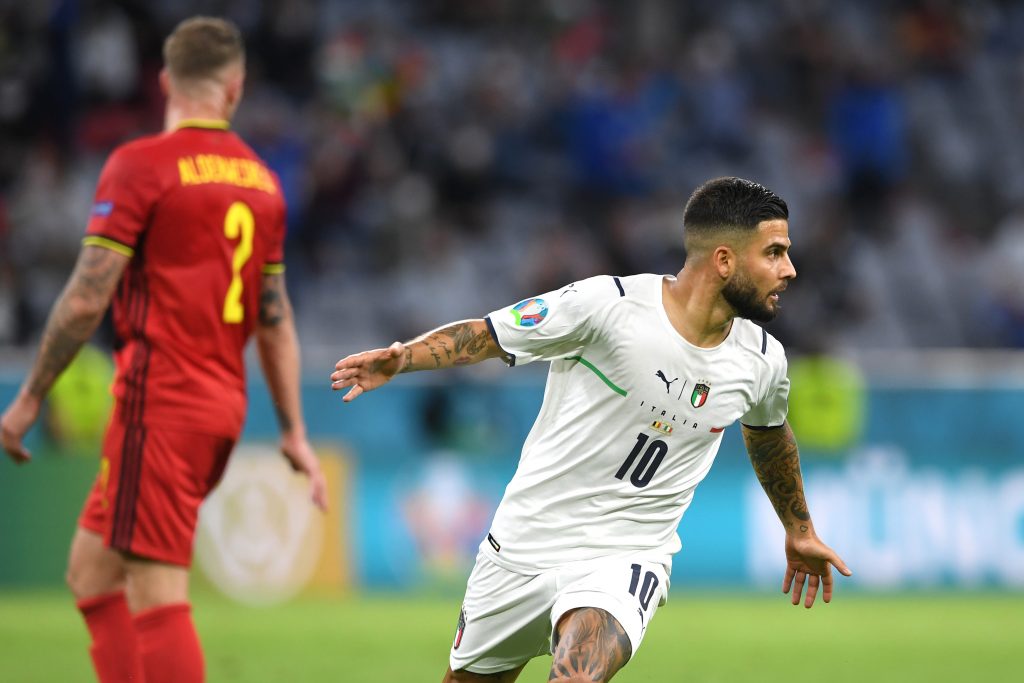 Insigne esulta con la maglia dell'Italia