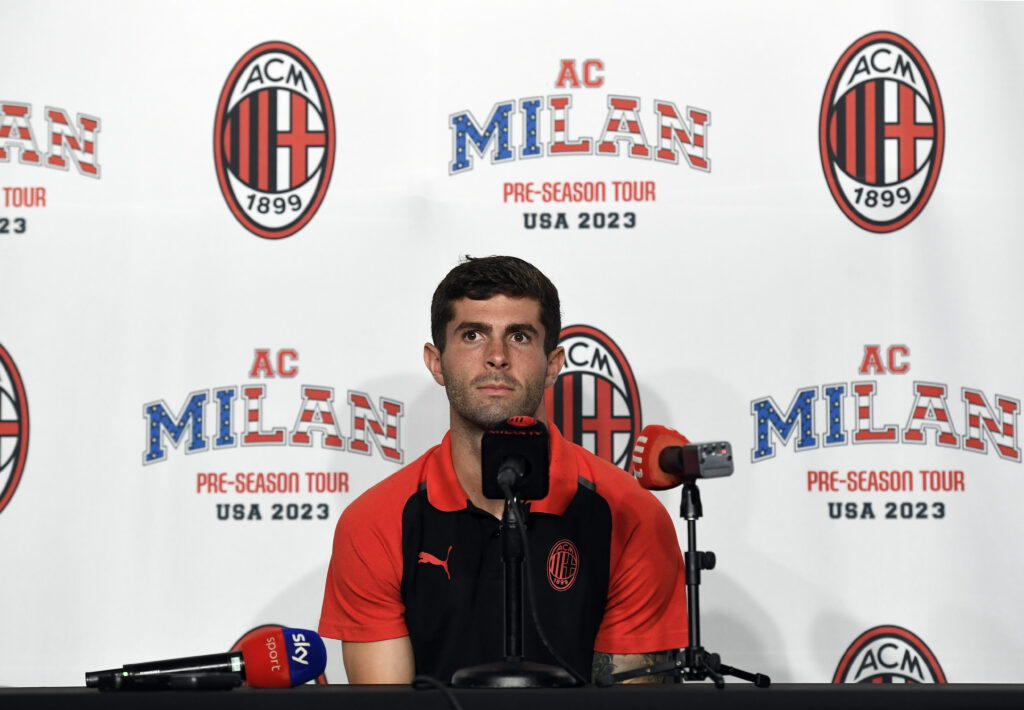 Christian Pulisic durante una conferenza stampa nel pre-season in Stati Uniti d'America del Milan